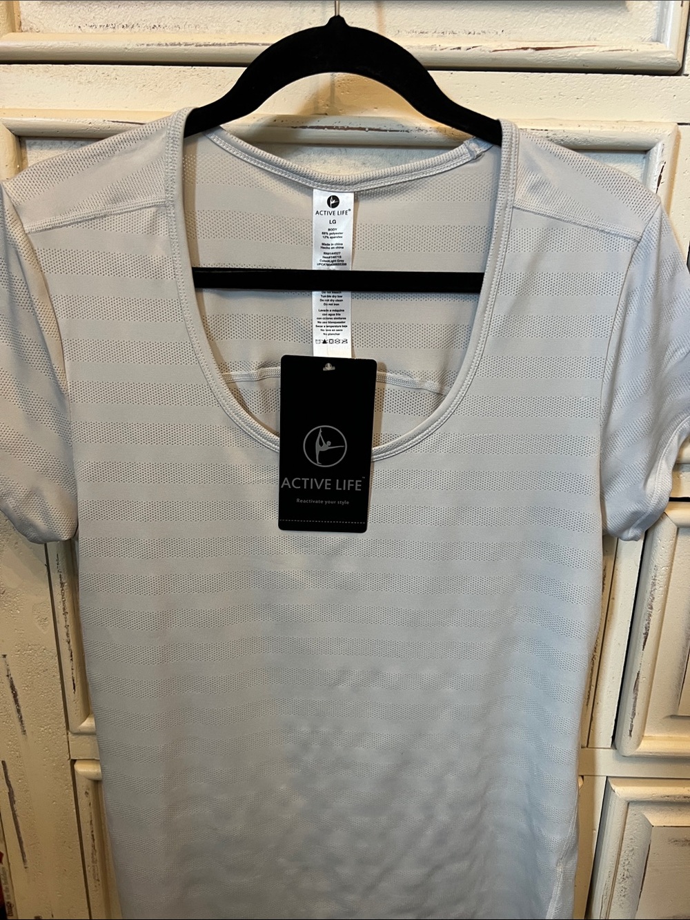 Active Life Light Gray Short-Sleeve Scoop Neck Performance Tee